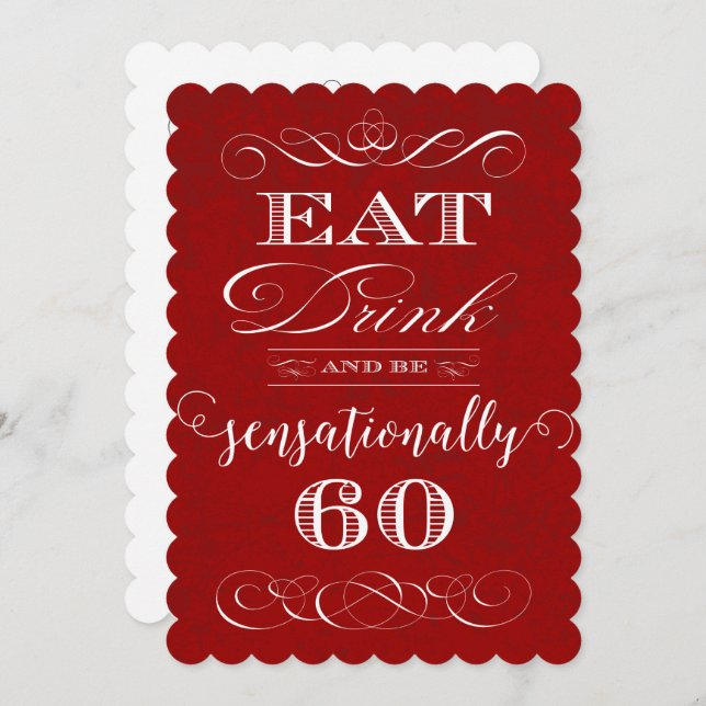 Eat Drink and be Sensationally 60 Birthday Party Invitation (Front/Back)