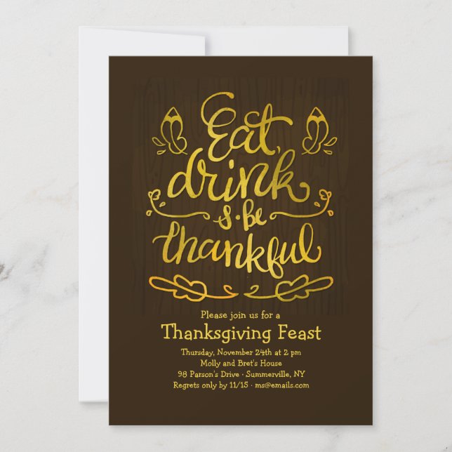 Eat, Drink and be Thankful Invitation (Front)