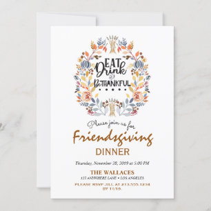 Eat Drink and Be Thankful Rustic Fall Invitation