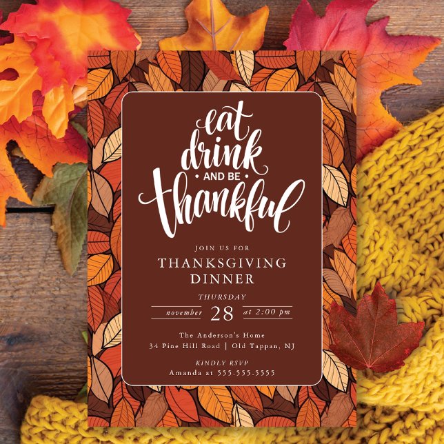 Eat Drink And Be Thankful Thanksgiving Invitation (Creator Uploaded)