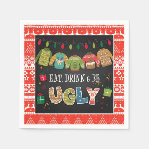 Eat Drink and Be Ugly Christmas Sweater Party Napkin