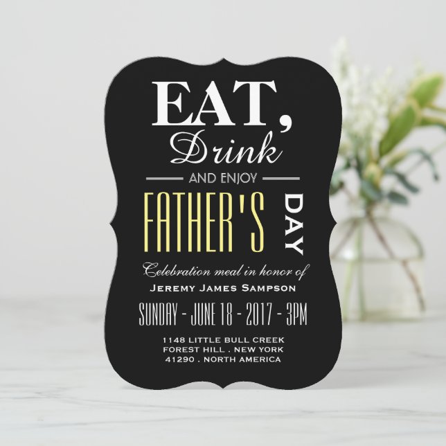 Eat, Drink and Enjoy Father's Day Meal Invitation (Standing Front)