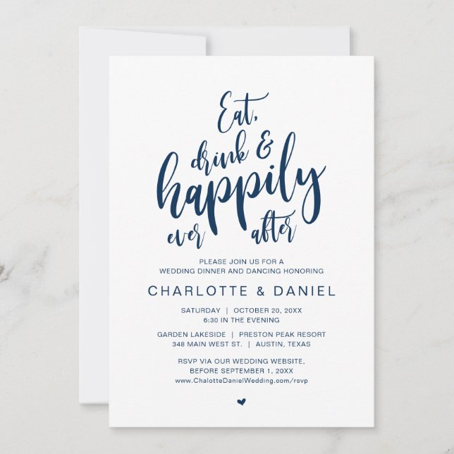 Eat, Drink and Happily Ever After, Wedding Dinner Invitation (Front)