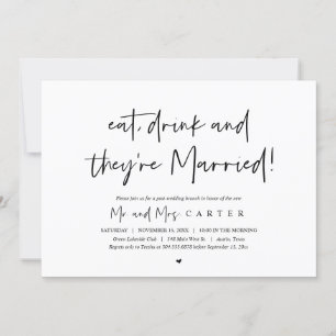 Eat, drink and recover, post wedding brunch invitation