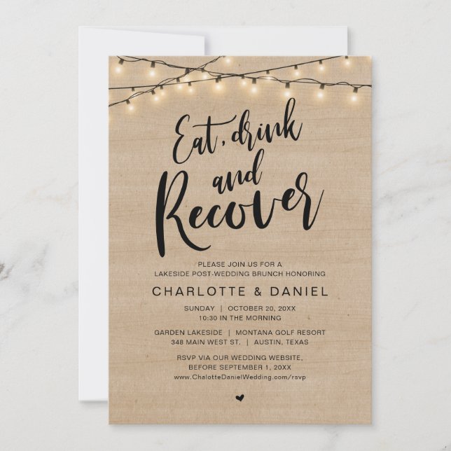 Eat, Drink and Recover, The Morning After Brunch Invitation (Front)