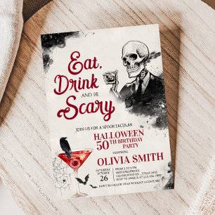 Eat Drink and Scary Halloween Birthday Party Invitation