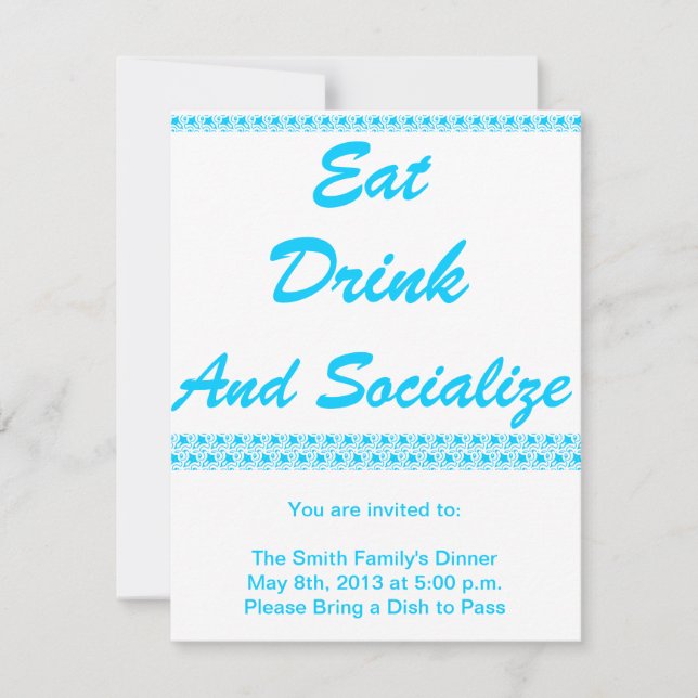 Eat, Drink and Socialise Invitation (Front)