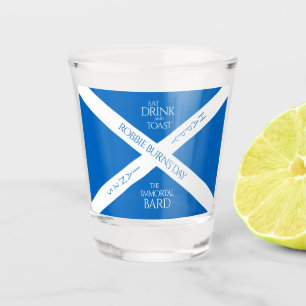 Eat Drink and Toast Robbie Burns Scottish Flag Shot Glass