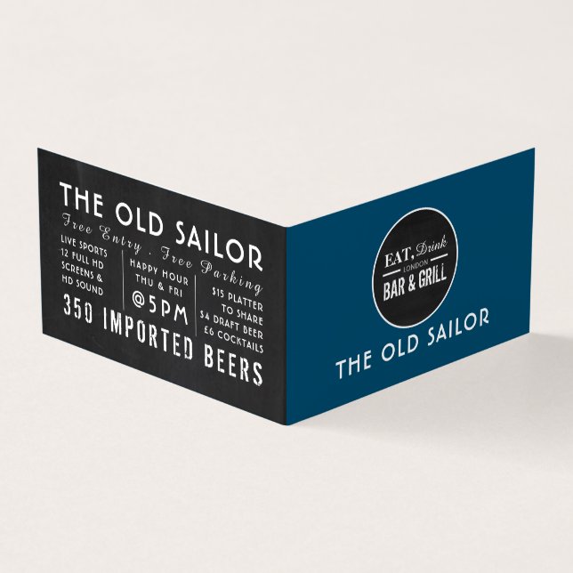 Eat, Drink Bar & Grill Logo, Pub/Brewery, Detailed Business Card (Outside)