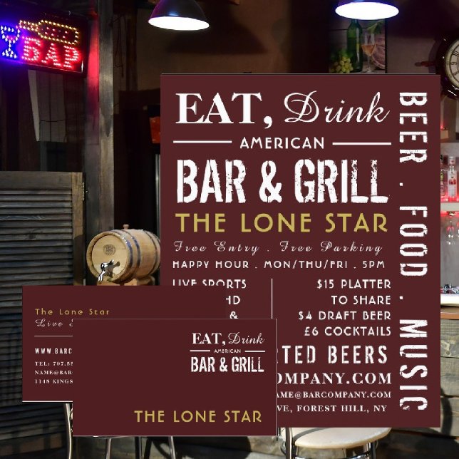 Eat, Drink Bar & Grill, Pub/Brewery Advertising Flyer (Creator Uploaded)