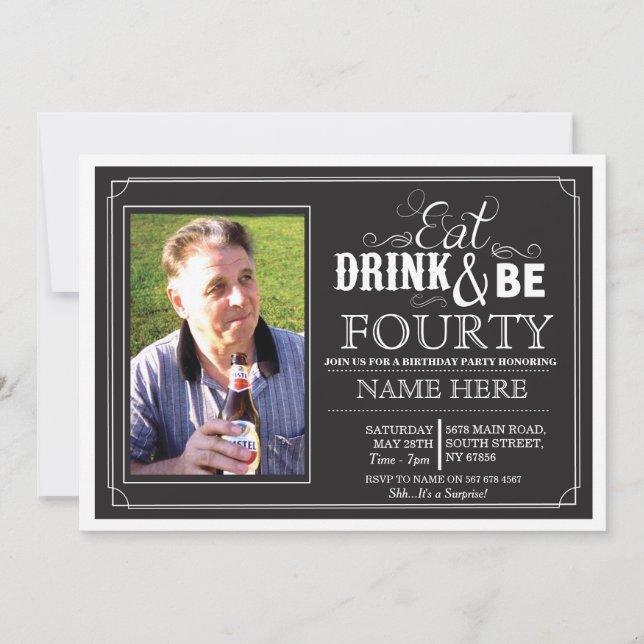 Eat Drink & Be 30 or Any Age Birthday Party Invite (Front)