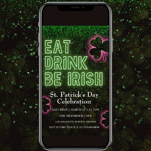 Eat Drink Be Irish Neon Green Flyer Invitation