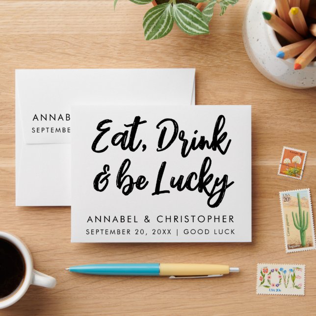 eat drink & be lucky Lottery Ticket Wedding favour Envelope (Desk)