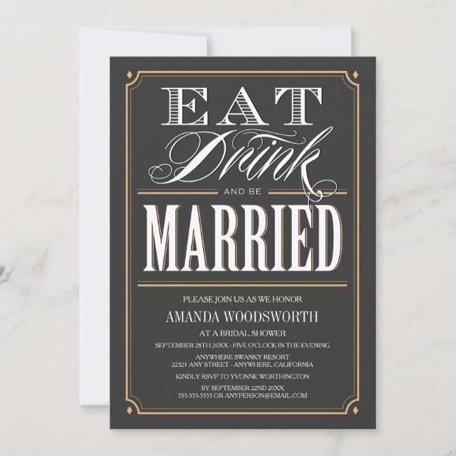 Eat Drink & Be Married Bridal Shower Invitations (Front)