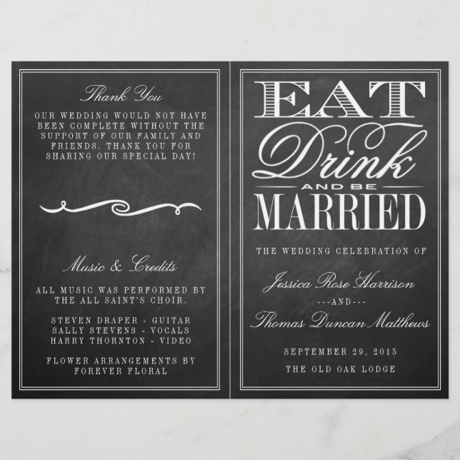 Eat, Drink & Be Married Chalkboard Wedding (Front)