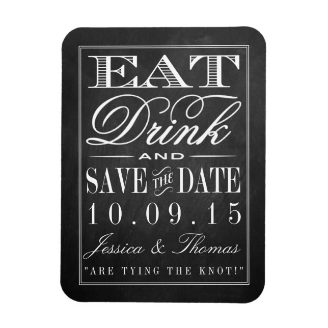 Eat, Drink & Be Married Chalkboard Wedding Magnet (Vertical)