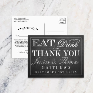 Eat, Drink & Be Married Chalkboard Wedding Postcard