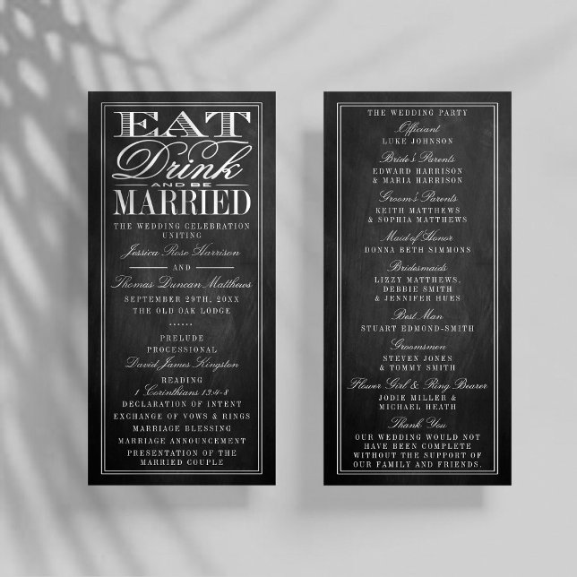 Eat, Drink & Be Married Chalkboard Wedding Programme (Creator Uploaded)