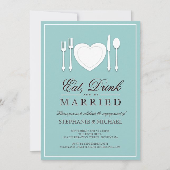 Eat Drink & Be Married Engagement Party Invitation (Front)