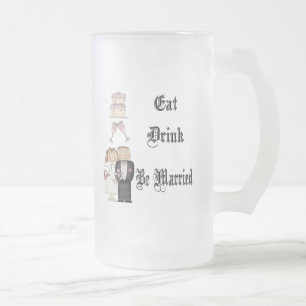 Eat,Drink,Be Married Frosted Glass Beer Mug