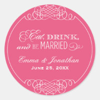 Eat Drink Be Married Hot Pink Monogram