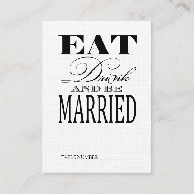 Eat Drink & be Married, Linen Table Number Cards (Front)
