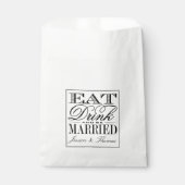 Eat, Drink & Be Married Modern Black/White Wedding Favour Bags (Front)