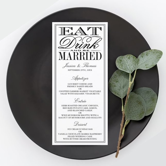 Eat, Drink & Be Married Modern Wedding Menu (Creator Uploaded)
