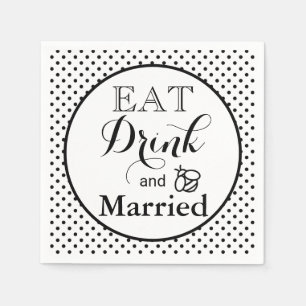 Eat Drink, be Married polka dot pattern honeybee Napkin