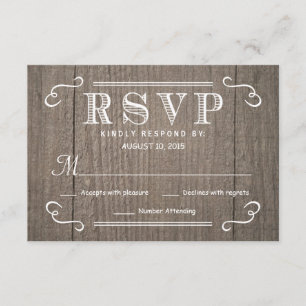 Eat Drink & be Married RSVP Western Wood Wedding Card