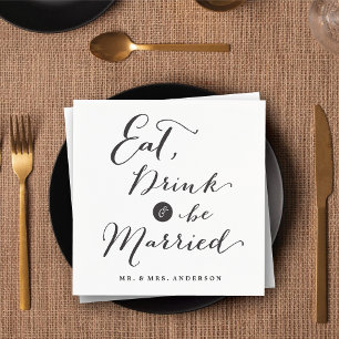 Eat Drink & Be Married Script Calligraphy Wedding Napkin