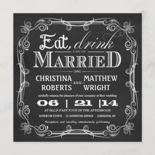 Eat Drink Be Married Square Wedding Invitations