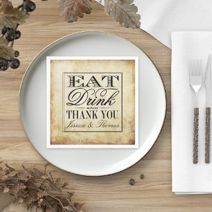 Eat, Drink & Be Married Vintage Wedding Napkin