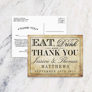 Eat, Drink & Be Married Vintage Wedding Postcard