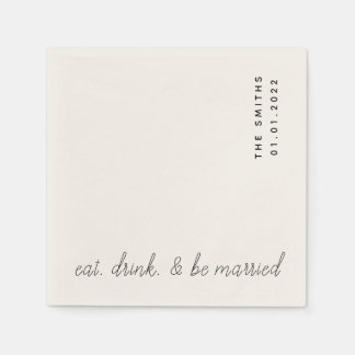 Eat, Drink, & Be Married Wedding Cocktail Napkins