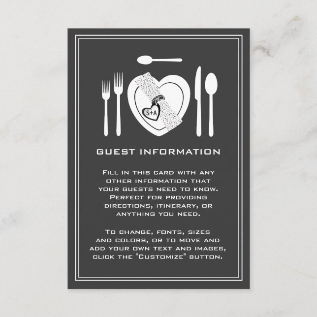 Eat Drink & Be Married Wedding Guest Info Card (Front)