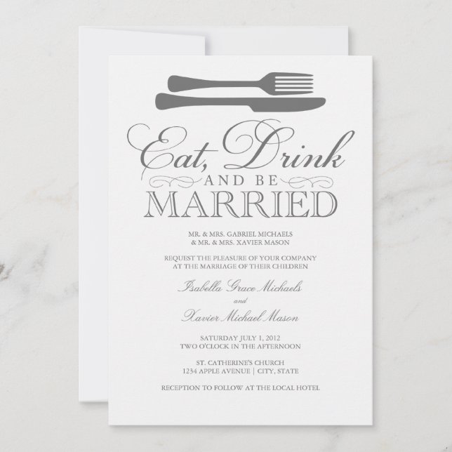 Eat, Drink & Be Married | Wedding Invitation (Front)