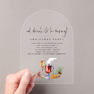 Eat Drink Be Merry Christmas Acrylic Invitations