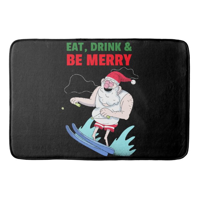 Eat, Drink & Be Merry Christmas Bath Mat (Front)