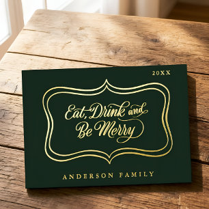 Eat Drink & be Merry Christmas Classic Gold Frame