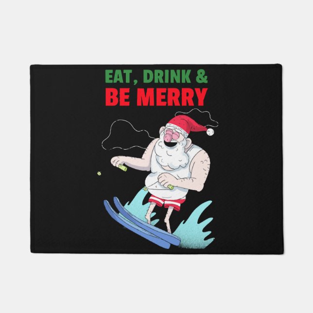 Eat, Drink & Be Merry Christmas Doormat (Front)
