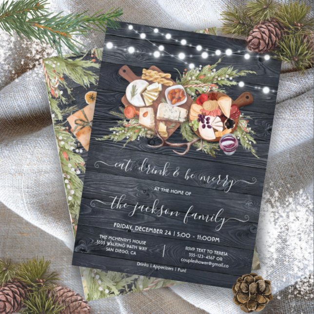 Eat, Drink & Be Merry Christmas Holiday Party Invitation (Creator Uploaded)