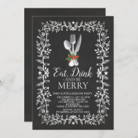 Eat, Drink & Be Merry Christmas Invitation
