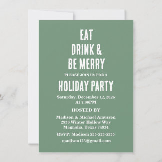Eat Drink & Be Merry Christmas Invitation