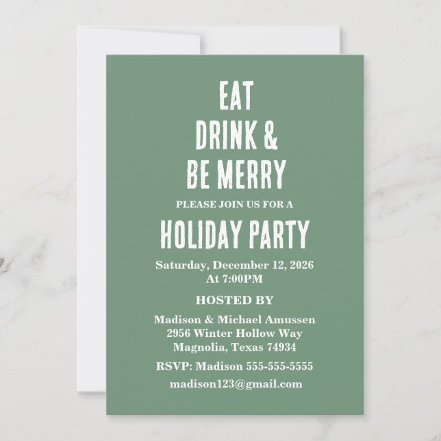 Eat Drink & Be Merry Christmas Invitation (Front)