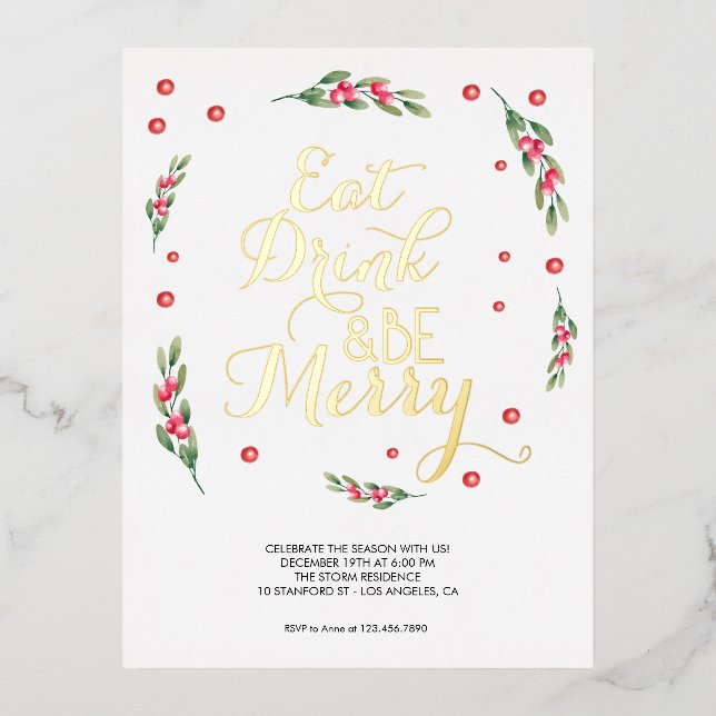 Eat drink & be merry Christmas party invitation (Front)