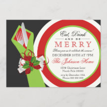 Eat Drink & Be Merry Christmas Party Invitation