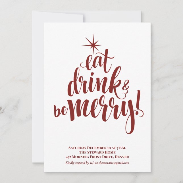 Eat Drink & Be Merry Christmas Party Invitation (Front)