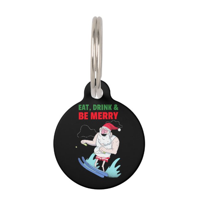 Eat, Drink & Be Merry Christmas Pet Tag (Front)