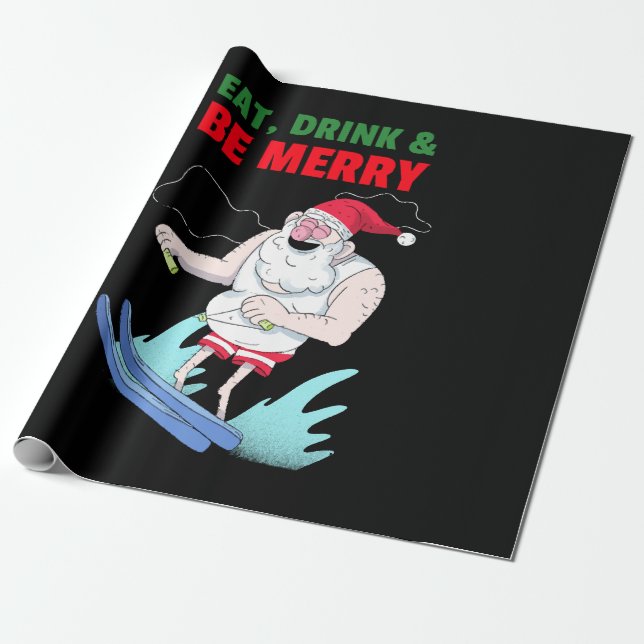 Eat, Drink & Be Merry Christmas Wrapping Paper (Unrolled)